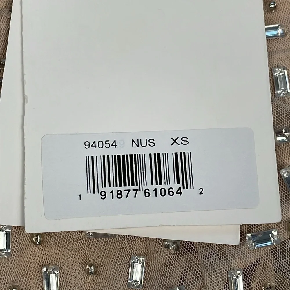 NWT Mac Duggal Sheer Nude Beaded Corset Bodysuit Jumpsuit Wide Leg Sample Sz 2